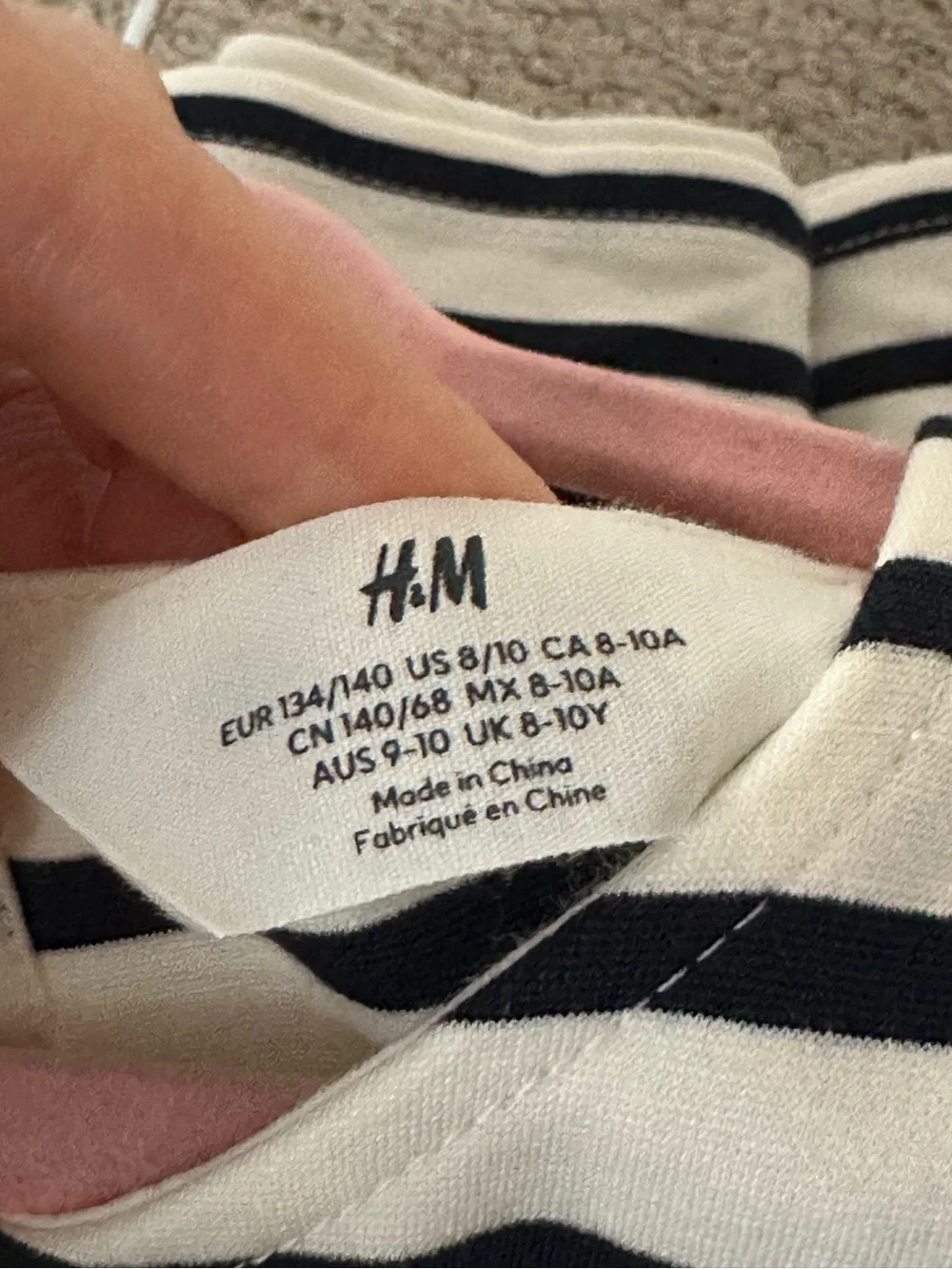 H&M - Navy & White Striped Bow-Accent Dress